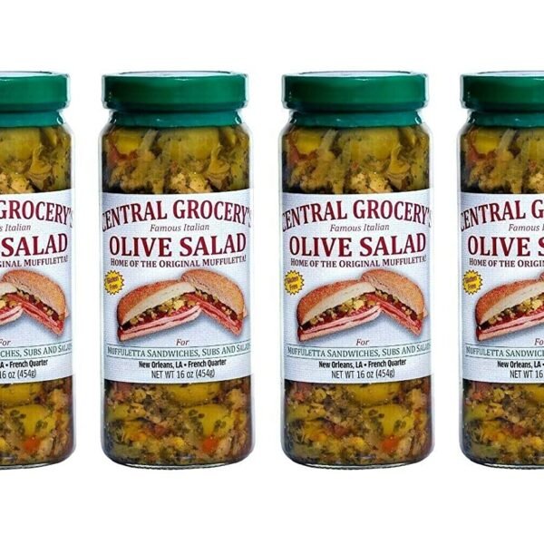 Central Grocery's Regular Mufflata Famous Italian Olive Salad 4 Jars 16oz/454g Each