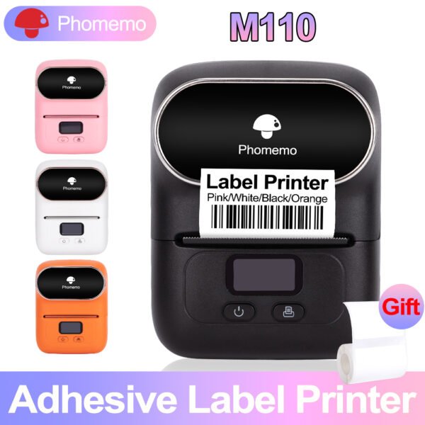 Phomemo M110 Mini Portable Thermal Label Printer Self-Adhesive Label Maker bluetooth Pocket Sticker Printer 53mm for School Home